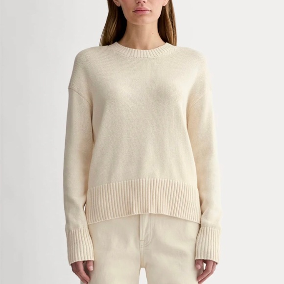 Everlane Boxy Sweater in Everyday Cotton Cream SZ XXS Oversized Fit 100% Cotton - Picture 2 of 11